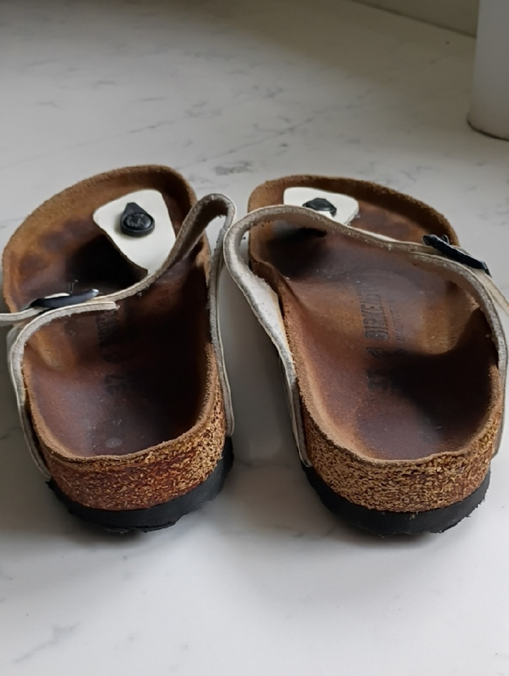 Birkenstock White Toe-Post Sandals with Buckle - Picture 3 of 8